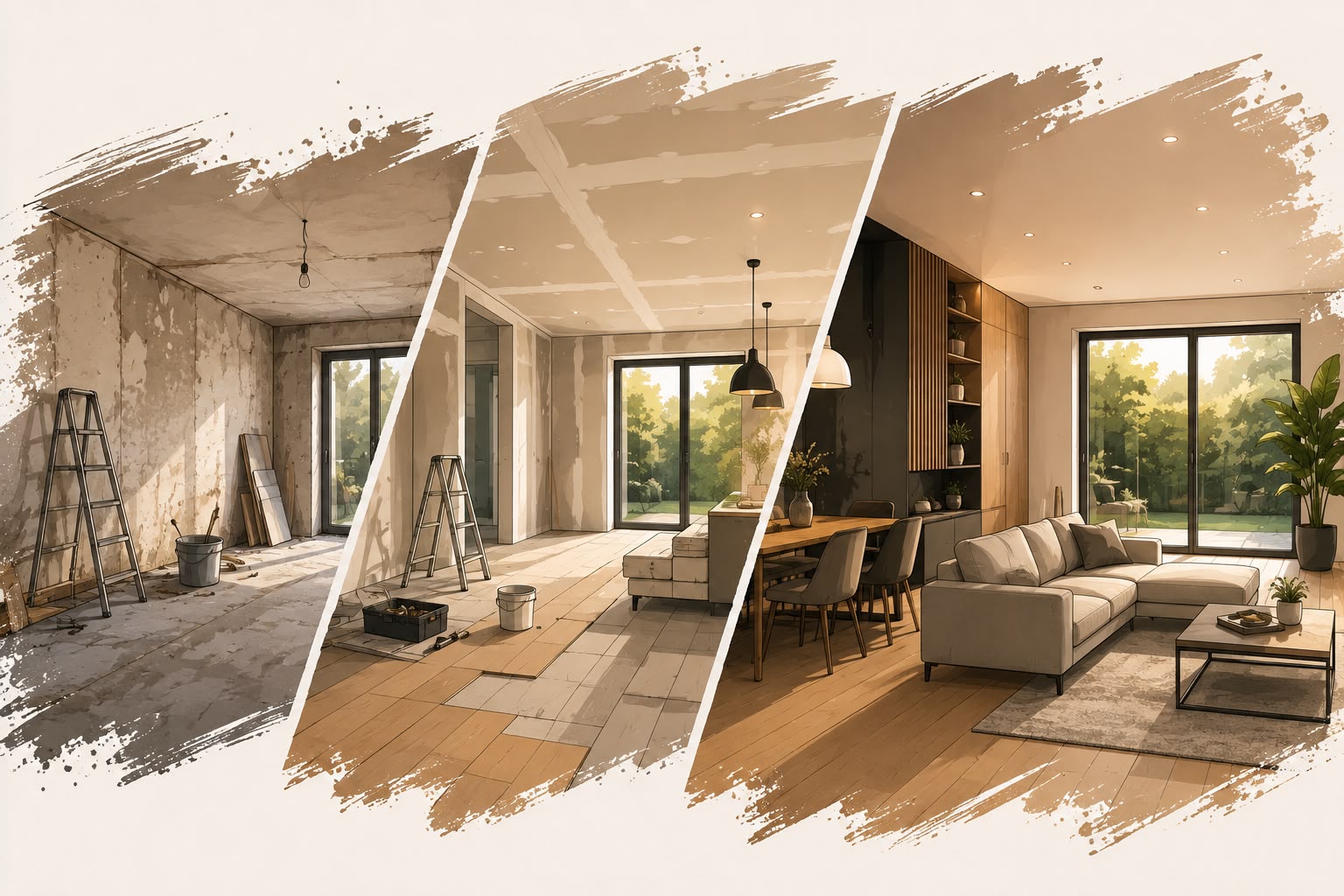 Renovatie van ruwbouw tot volledig afgewerkte leefruimte